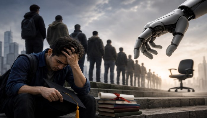 بطالة خريجي الجامعات تزداد بعد فشل تعليم السيسي النظري أمام الحياة العملية المفعمة بالذكاء الاصطناعي