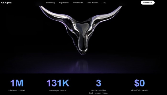 Ox Alpha.. نموذج ذكاء اصطناعي مجاني يظهر من مصدر مجهول بقدرات خارقة