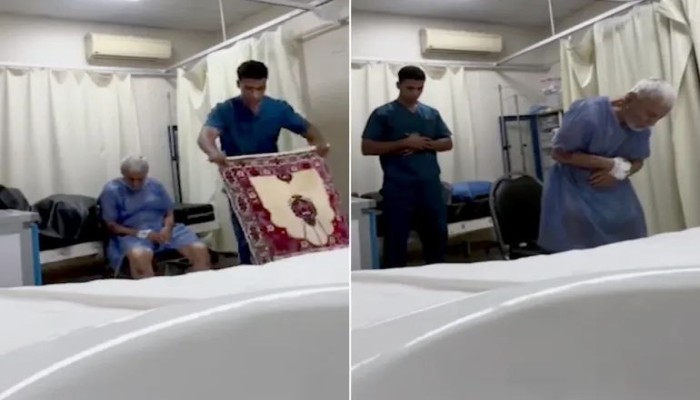 «نفسي أصلّي».. مسن يؤم الممرض بصلاة المغرب داخل وحدة رعاية (فيديو)